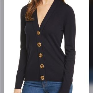 Tory Burch Navy Simone Cardigan Cotton size S